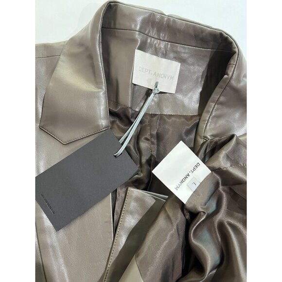 Dept. Anonym Men’s Faux Leather Blazer Jacket in Brown - Picture 3 of 3